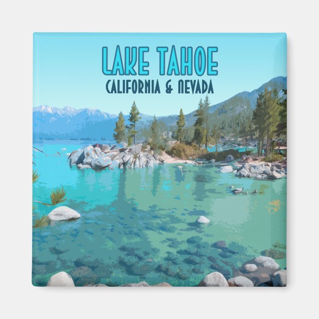 Lake Tahoe California Nevada Vintage Magnet (Front)