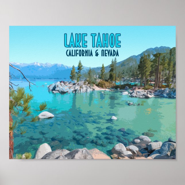Lake Tahoe California Nevada Vintage Poster (Front)