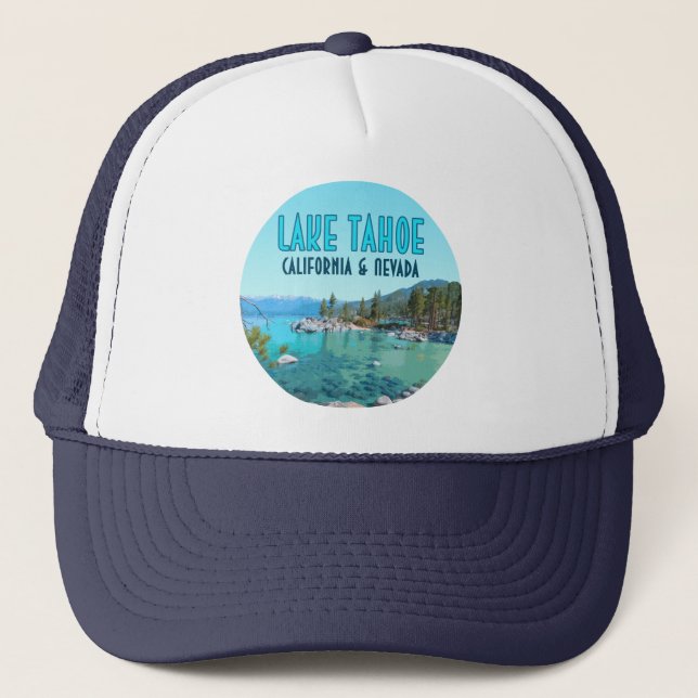Lake Tahoe California Nevada Vintage Trucker Hat (Front)