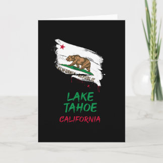 Lake Tahoe California Paint Splatter Flag Vacation Card