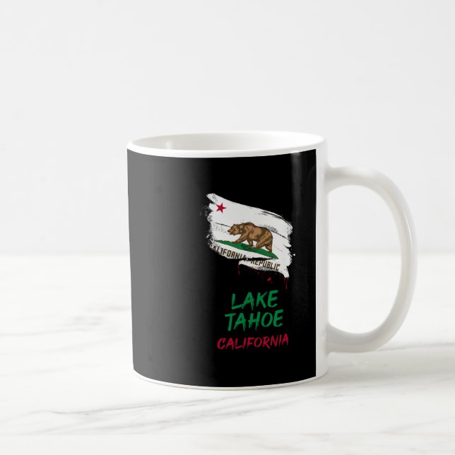 Lake Tahoe California Paint Splatter Flag Vacation Coffee Mug (Right)