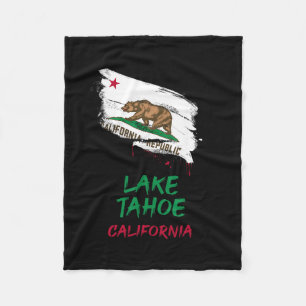 Lake Tahoe California Paint Splatter Flag Vacation Fleece Blanket