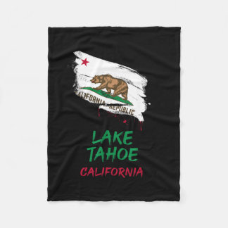 Lake Tahoe California Paint Splatter Flag Vacation Fleece Blanket