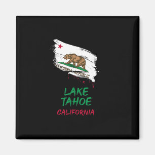 Lake Tahoe California Paint Splatter Flag Vacation Magnet