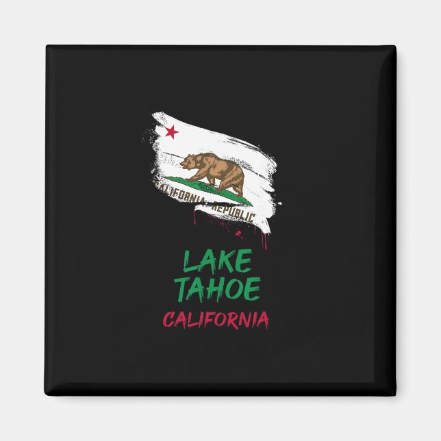 Lake Tahoe California Paint Splatter Flag Vacation Magnet (Front)
