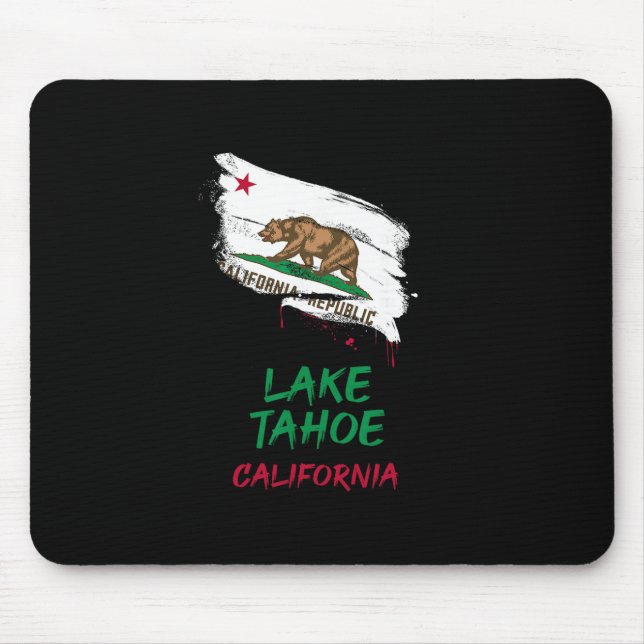 Lake Tahoe California Paint Splatter Flag Vacation Mouse Mat (Front)
