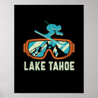 Lake Tahoe California Retro Skiing Snowboarding