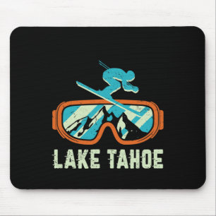 Lake Tahoe California Retro Vintage Skiing And Sno Mouse Mat