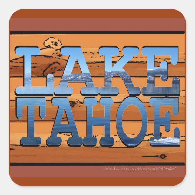 Lake Tahoe California rustic log scenic stickers (Front)