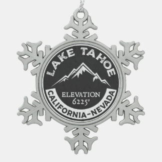 Lake Tahoe California Ski Skiing Nevada Snowflake Pewter Christmas Ornament