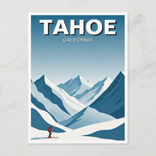 Lake Tahoe California Skiing Skier Travel Postcard (Front)