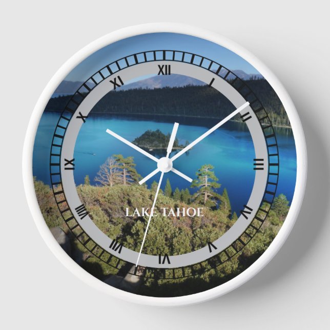 Lake Tahoe California Souvenir Christmas White Clock (Front)