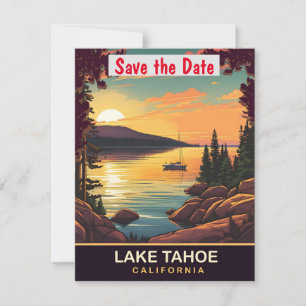 Lake Tahoe, California, Travel Postcard,  Save The Date
