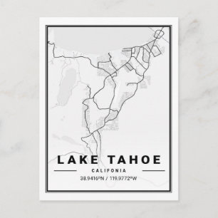 Lake Tahoe California USA Travel City Map Postcard