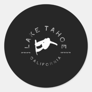 Lake Tahoe California Vintage Graphic Snowboard T Classic Round Sticker