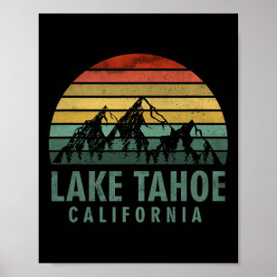 Lake Tahoe California Vintage Mountains Hiking Cam Poster