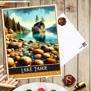 Lake Tahoe, California   Vintage Painting Postcard