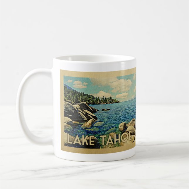Lake Tahoe Coffee Mug Vintage Travel (Left)