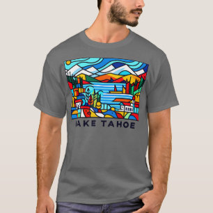 Lake Tahoe Cubism Art Unique Geometric Lake Tahoe T-Shirt