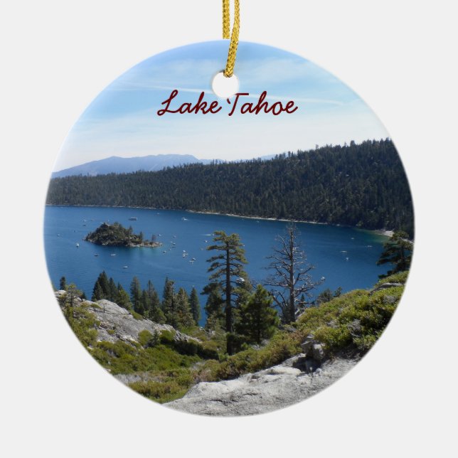 Lake Tahoe- Emerald Bay Ceramic Tree Decoration (Front)
