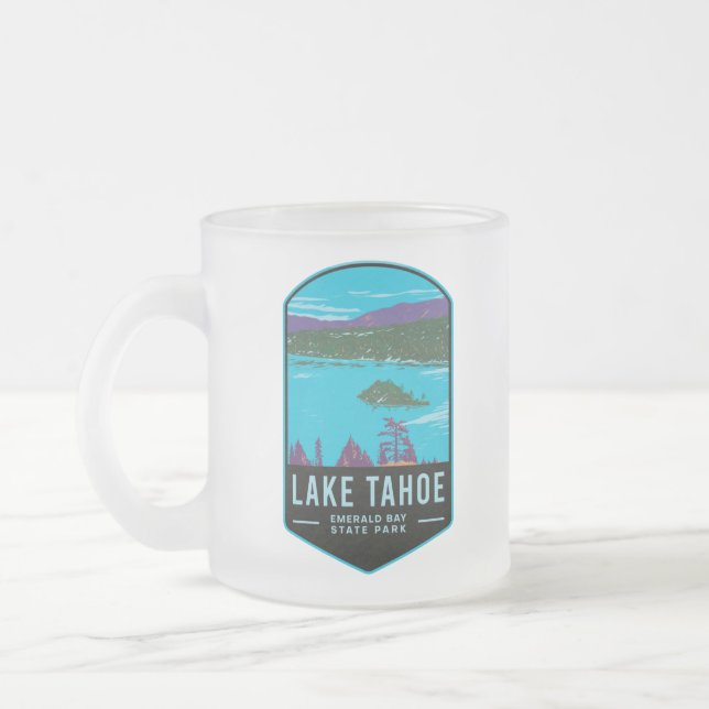 Lake Tahoe Emerald Bay State Park Frosted Glass Coffee Mug (Left)