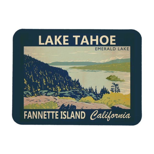 Lake Tahoe Fannette Island California Vintage Magnet (Horizontal)