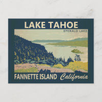 Lake Tahoe Fannette Island California Vintage