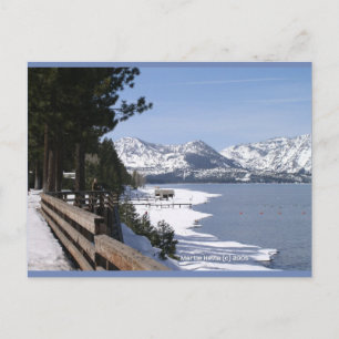 Lake Tahoe in Snow   Blue Beach Song™ Postcard