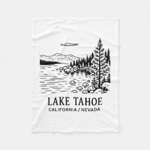 Lake Tahoe Line Drawing California Nevada Nature S Fleece Blanket