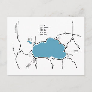 Lake Tahoe Map Postcard
