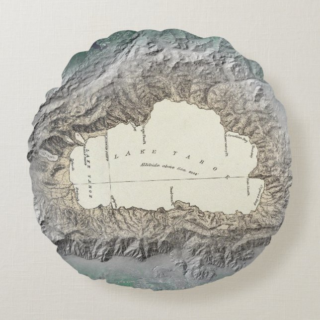 Lake Tahoe map Round Cushion (Front)