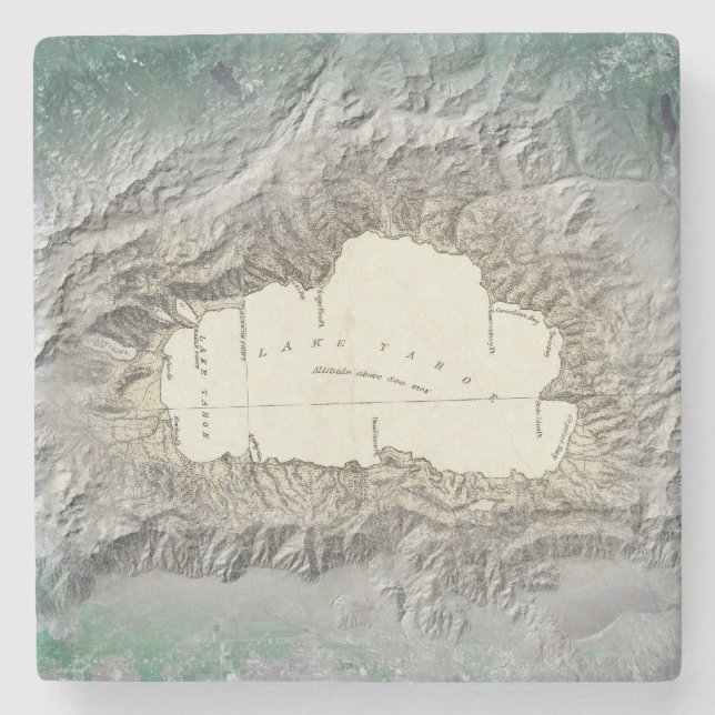 Lake Tahoe map Stone Coaster (Front)
