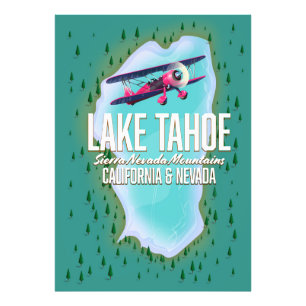 Lake Tahoe map travel poster