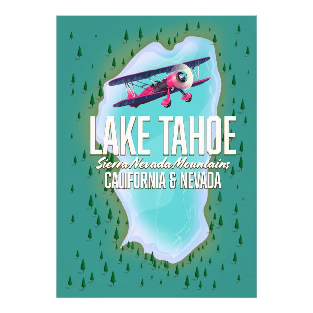 Lake Tahoe map travel poster (Front)