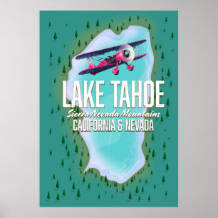 Lake Tahoe map travel poster