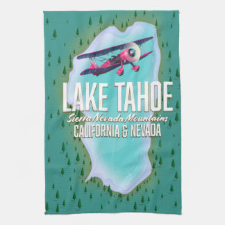 Lake Tahoe map travel poster Tea Towel