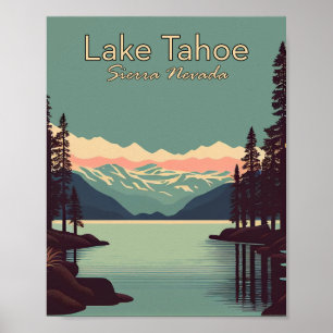 Lake Tahoe Minimalist Vintage Travel Art Poster