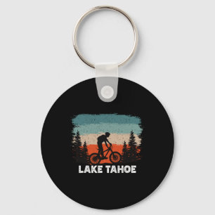 Lake Tahoe Mountain Biking Sunset Retro Vintage Key Ring