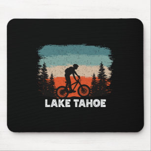 Lake Tahoe Mountain Biking Sunset Retro Vintage Mouse Mat
