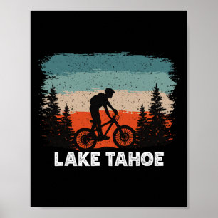 Lake Tahoe Mountain Biking Sunset Retro Vintage Poster