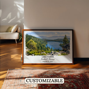 Lake Tahoe Nevada Poster, Watercolor, Custom Poster