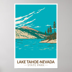 Lake Tahoe Nevada State Park Nevada Vintage Poster