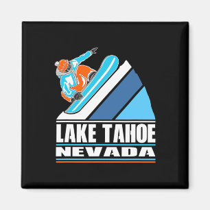 Lake Tahoe Nevada - Vintage Snowboarder Magnet