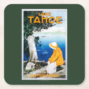Lake Tahoe Promotional PosterLake Tahoe, CA Square Paper Coaster