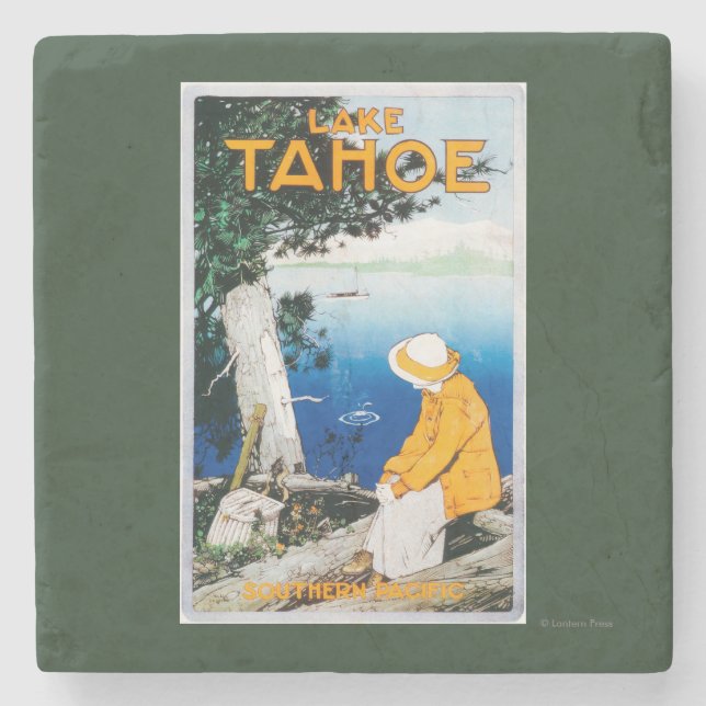 Lake Tahoe Promotional PosterLake Tahoe, CA Stone Coaster (Front)