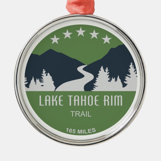 Lake Tahoe Rim Trail Metal Tree Decoration (Front)