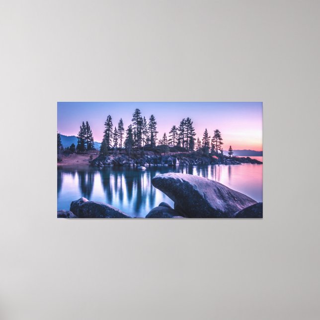 lake tahoe sand harbour beach nevada at sunset canvas print (Front)