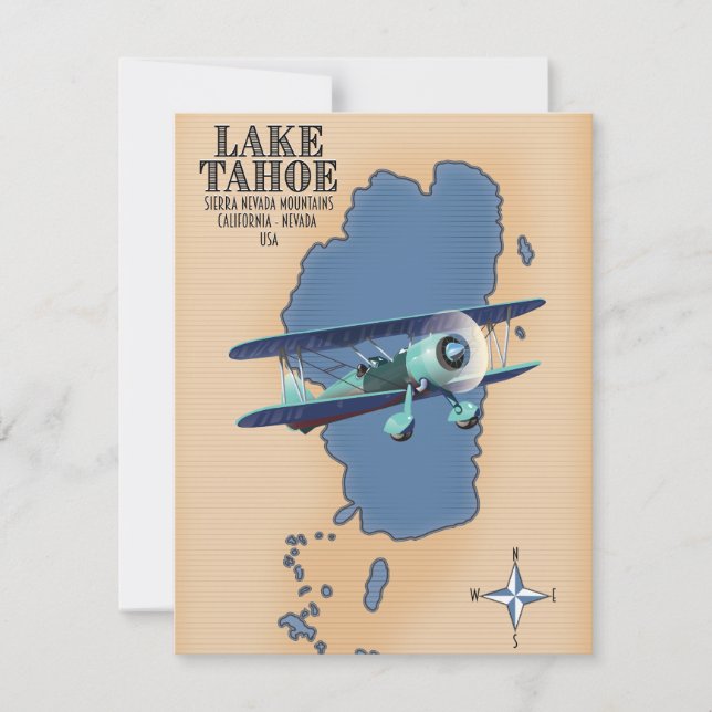 Lake Tahoe Sierra Nevada California Nevada USA map (Front)