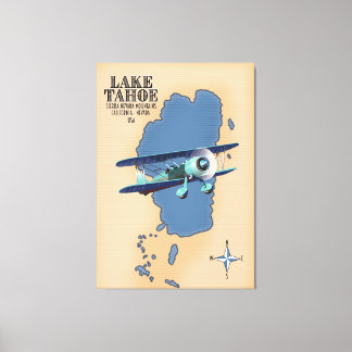 Lake Tahoe Sierra Nevada California Nevada USA map Canvas Print