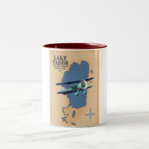 Lake Tahoe Sierra Nevada California Nevada USA map Two-Tone Coffee Mug